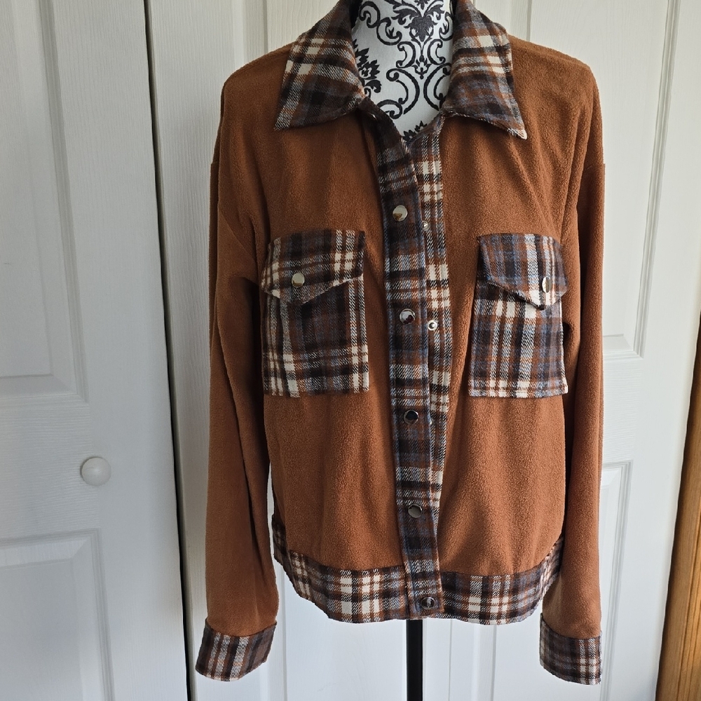 Kori Brown Plaid Utility Jacket